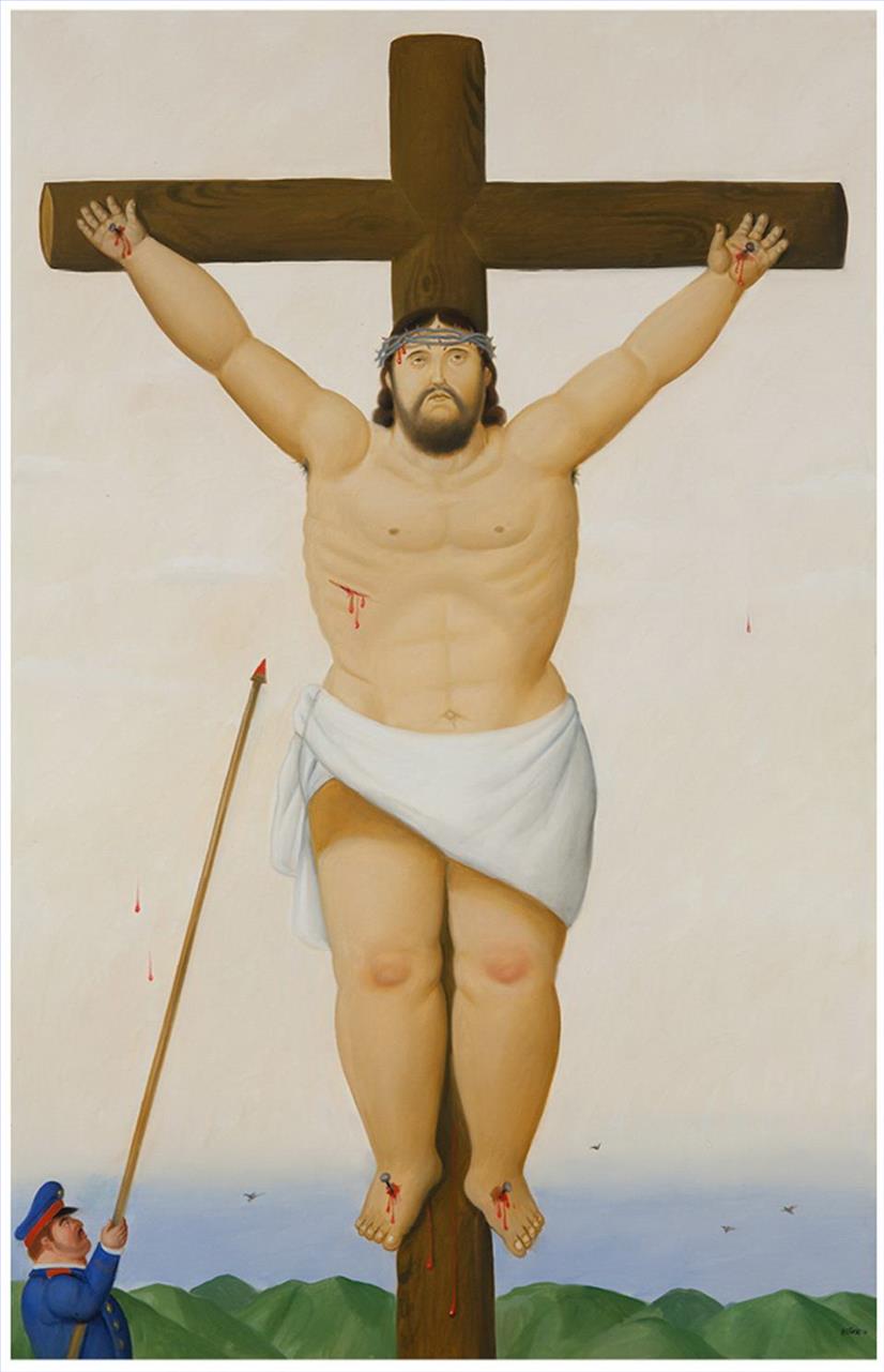 Jesus on Cross Fernando Botero Oil Paintings